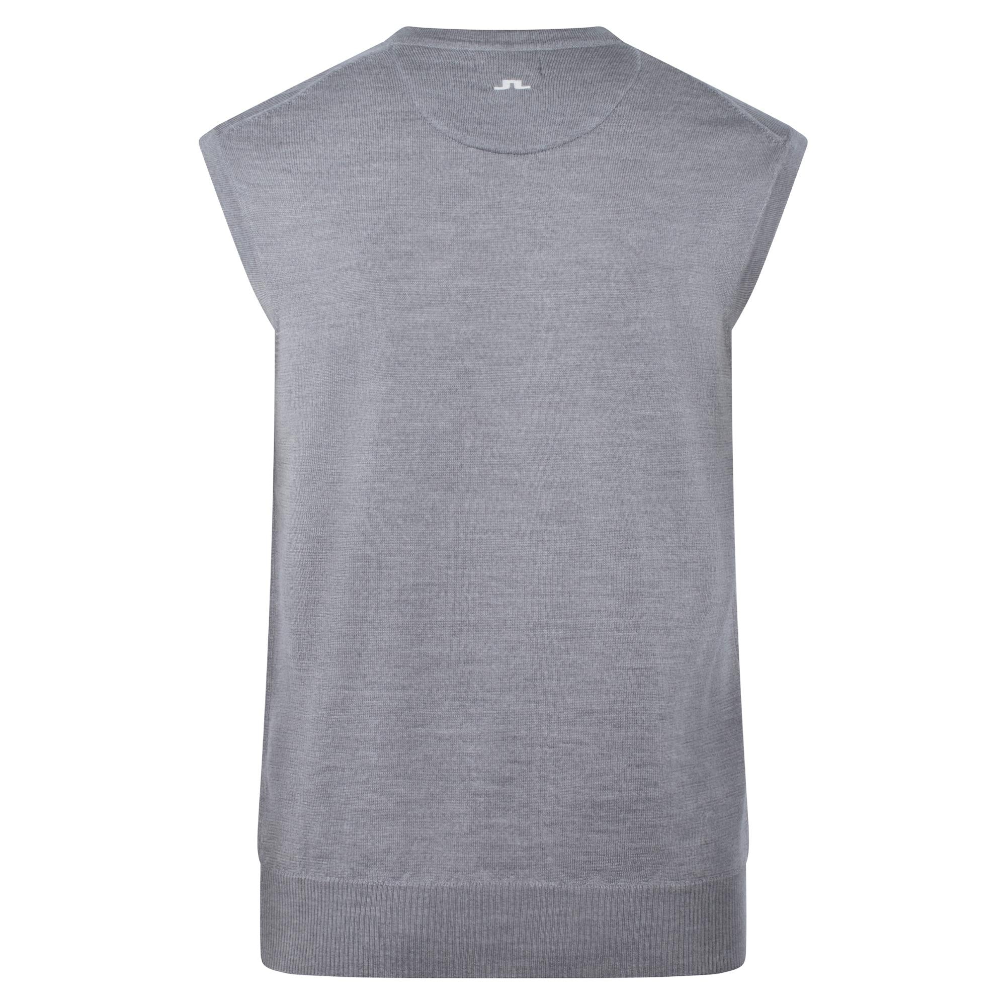 J Lindeberg Liam Knitted Mens Tour Merino Golf Vest Light Grey Melange